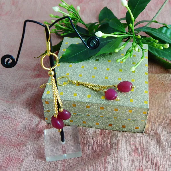 Ruby_Gemstone_Tumble_Agate_Earrings_For_Women