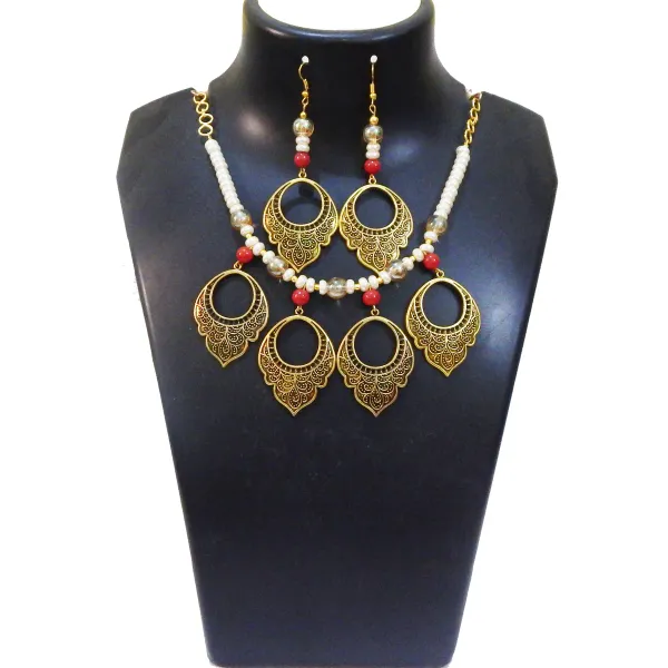 Multicolor_Synthetic_Pearl_With_Metal_Pendant_Choker_Necklace_For_Women