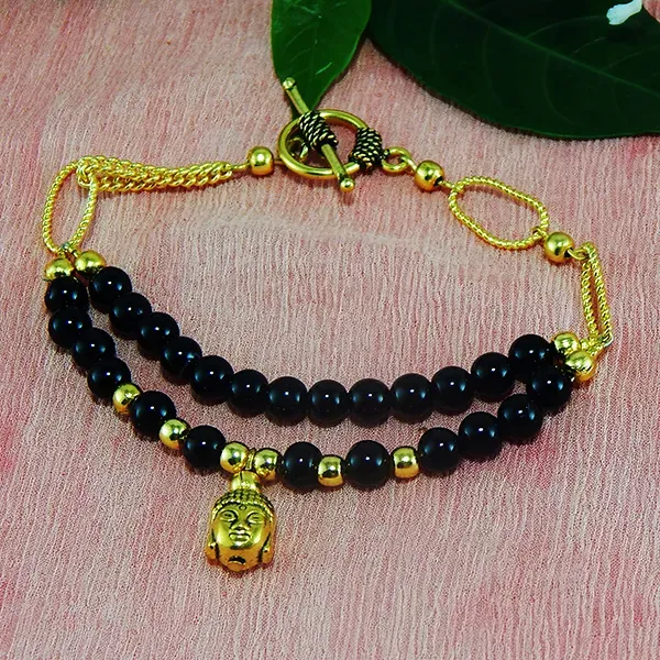 Black_Gemstone_Onyx_6mm_Round_Beads_Gold_Chain_Bracelet_For_Women
