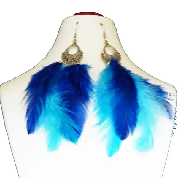 Multicolor_Blue_Shade_Feathers_Hanging_Metal_Earrings_For_Women
