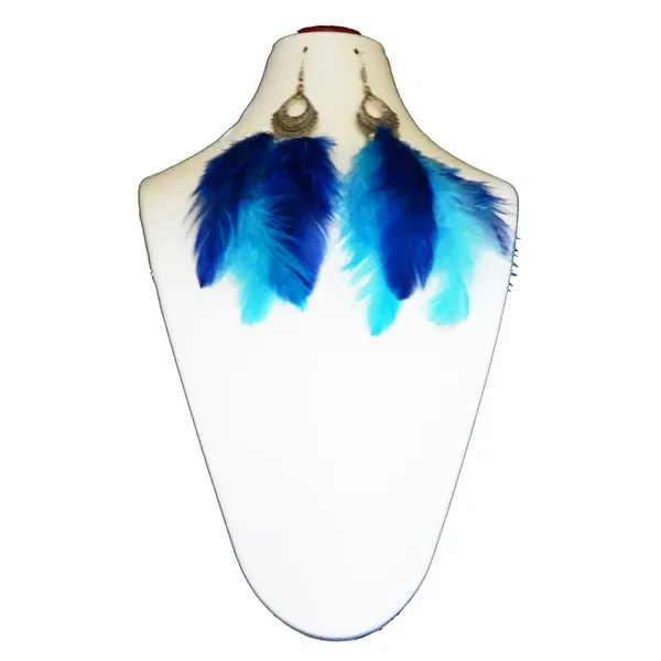 Multicolor_Blue_Shade_Feathers_Hanging_Metal_Earrings_For_Women