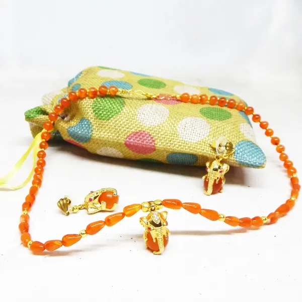 Orange_Gemstone_Carnelian_Ganesh_Pendant_Beads_Necklace_For_Women