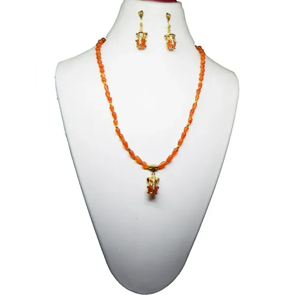 Orange_Gemstone_Carnelian_Ganesh_Pendant_Beads_Necklace_For_Women