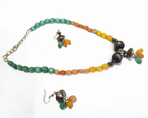 Multicolor_Multi_Color_Synthetic_Stone_Beads_With_Metal_Fancy_Necklace_For