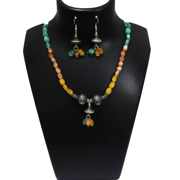Multicolor_Multi_Color_Synthetic_Stone_Beads_With_Metal_Fancy_Necklace_For