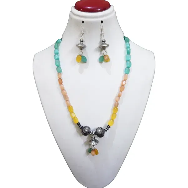 Multicolor_Multi_Color_Synthetic_Stone_Beads_With_Metal_Fancy_Necklace_For