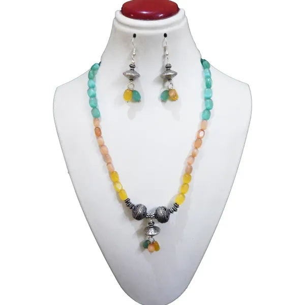 Multicolor_Multi_Color_Synthetic_Stone_Beads_With_Metal_Fancy_Necklace_For