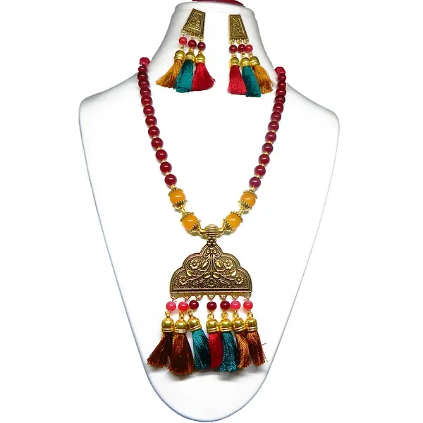 Multicolor_Glass_Beads_Metal_Tassel_Pendant_Necklace_For_Women
