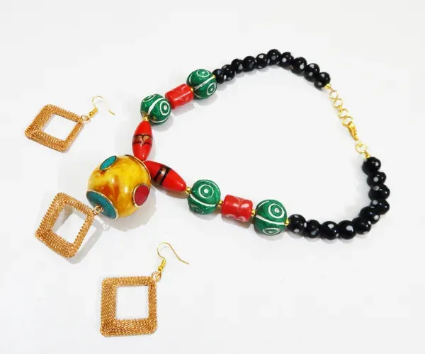 Multicolor_Clay_Glass_Bead_Resin_Pendant_Necklace_For_Women