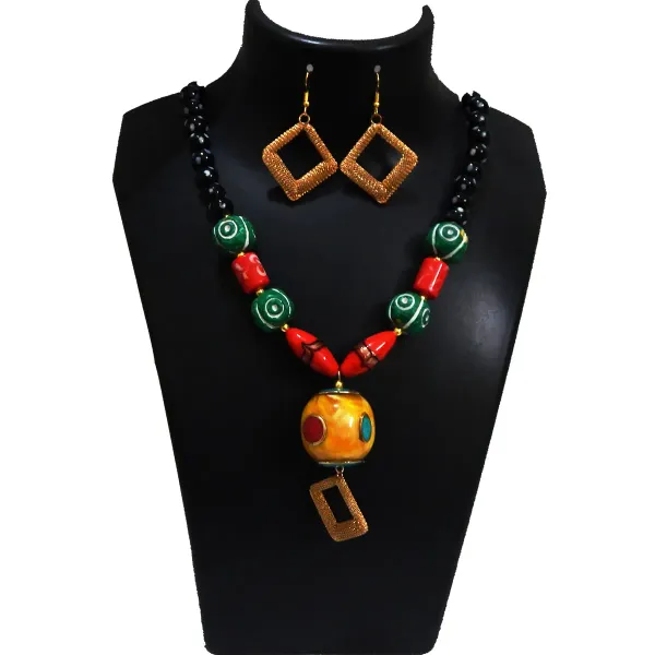 Multicolor_Clay_Glass_Bead_Resin_Pendant_Necklace_For_Women