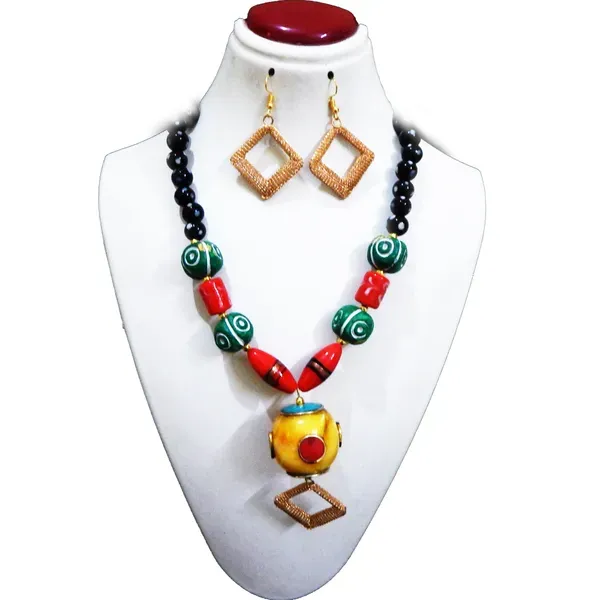 Multicolor_Clay_Glass_Bead_Resin_Pendant_Necklace_For_Women