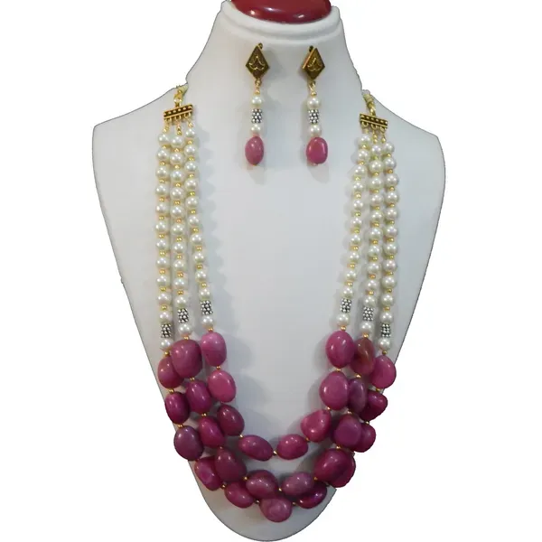 Multicolor_Gemstone_Ruby_Agate_Synthetic_Pearl_Necklace_For_Women