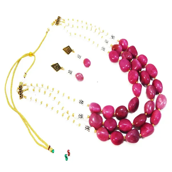 Multicolor_Gemstone_Ruby_Agate_Synthetic_Pearl_Necklace_For_Women