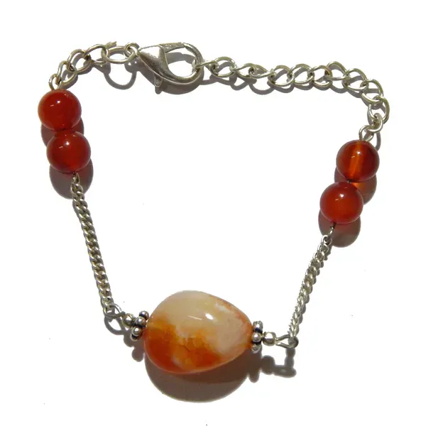 Orange_Gemstone_Carnelian_Tumble_Beads_Chain_Bracelet_For_Women