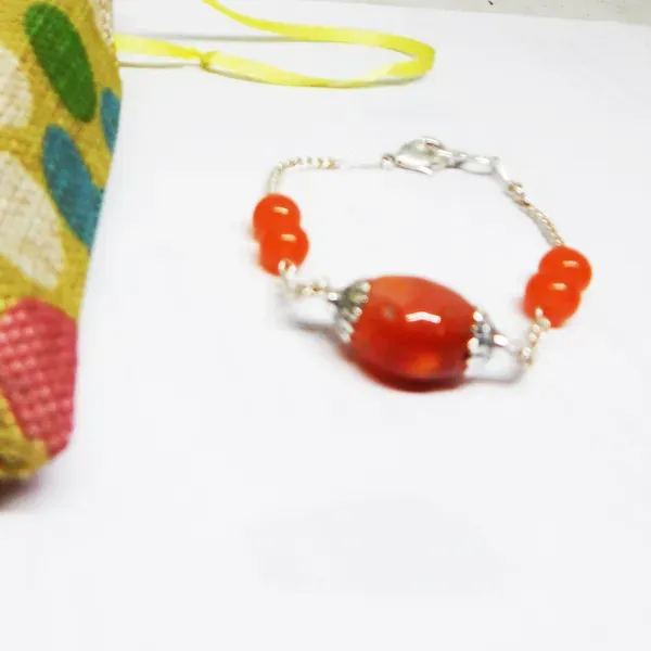Orange_Gemstone_Carnelian_Tumble_Beads_Chain_Bracelet_For_Women