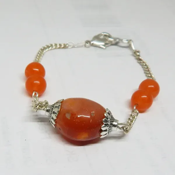Orange_Gemstone_Carnelian_Tumble_Beads_Chain_Bracelet_For_Women