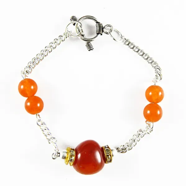 Orange_Gemstone_Carnelian_Tumble_Beads_Chain_Bracelet_For_Women
