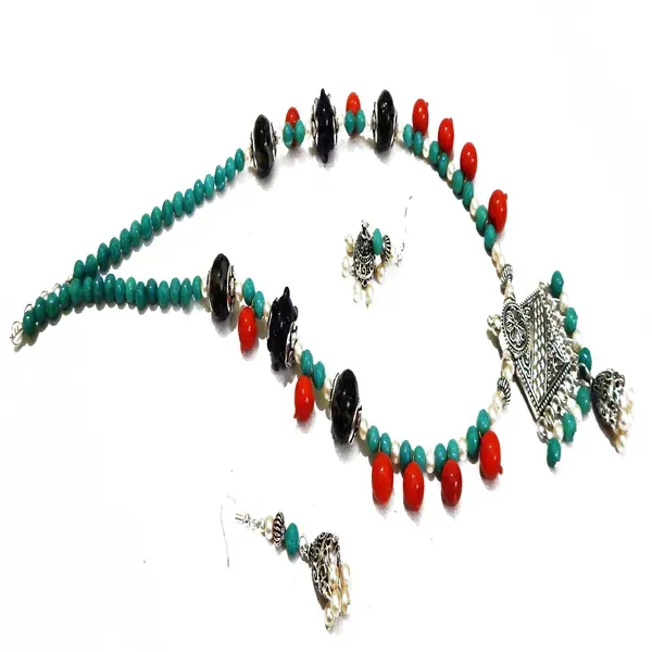 Multicolor_Glass_Beaded_Metal_Pendant_Long_Necklace_For_Women