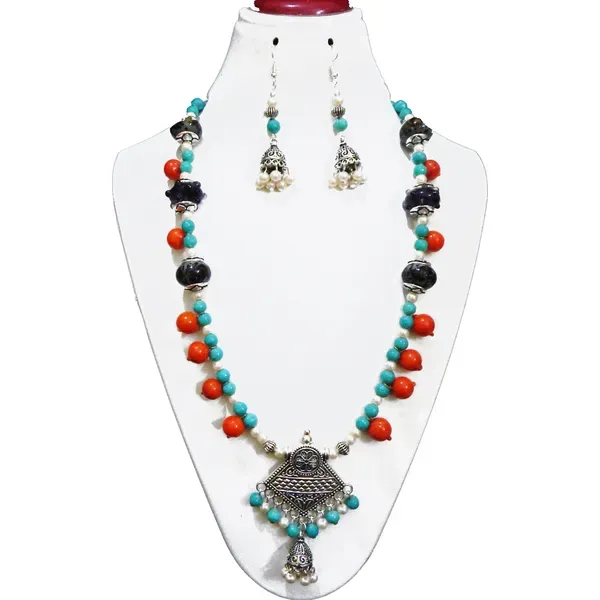 Multicolor_Glass_Beaded_Metal_Pendant_Long_Necklace_For_Women