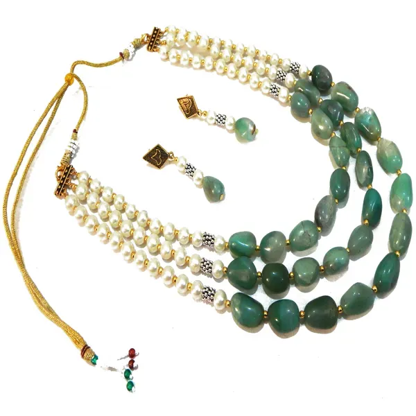 Green_Gemstone_Aventurine_Synthetic_Pearl_Necklace_For_Women