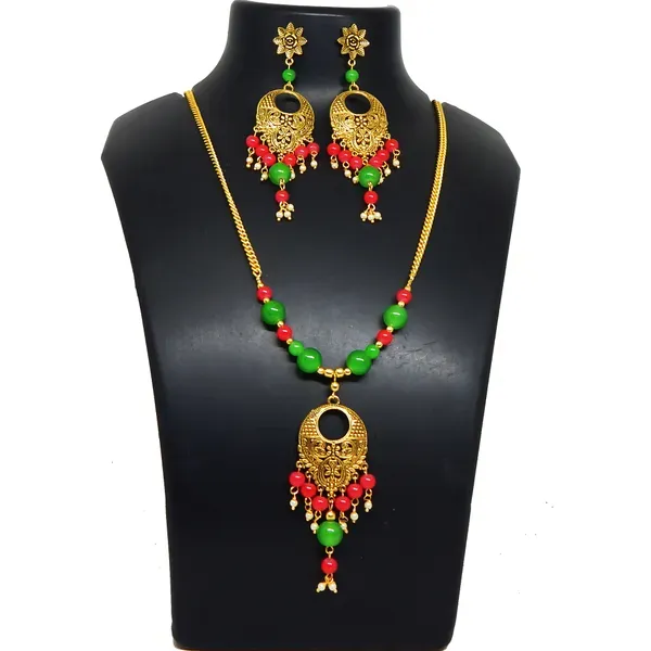 Multicolor_Glass_Beads_Metal_Pendant_Necklace_For_Women