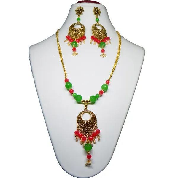 Multicolor_Glass_Beads_Metal_Pendant_Necklace_For_Women