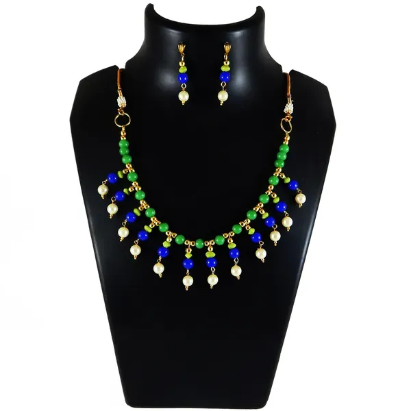 Multicolor_Plain_Glass_Beads_Synthetic_Pearl_Choker_Necklace_For_Women