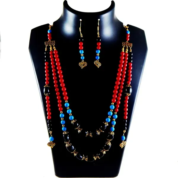Multicolor_Gemstone_Three-Strand_Beads_Necklace_For_Women
