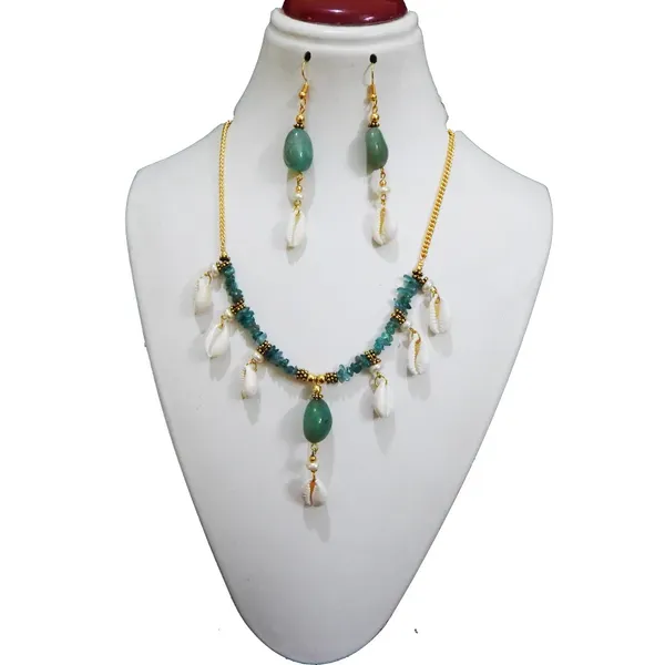 Green_Gem_Stone_Aventurine_Chips_Seashell_Necklace_For_Women