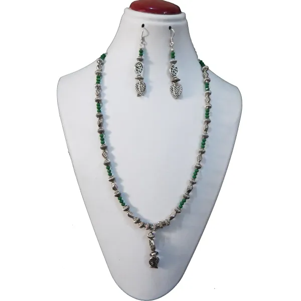 Silver_Metal_Cristal_Beaded_Simple_Necklace_For_Women