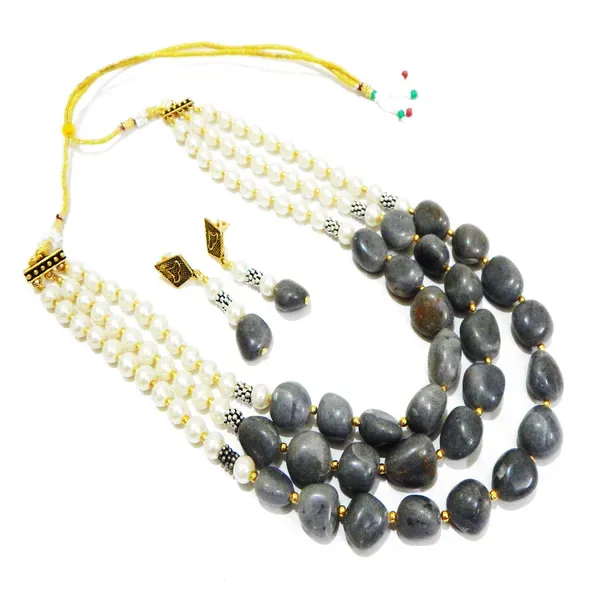 Gray_Gemstone_Sodalite_Agate_Synthetic_Pearl_Necklace_For_Women