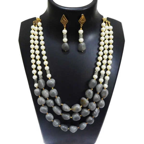 Gray_Gemstone_Sodalite_Agate_Synthetic_Pearl_Necklace_For_Women