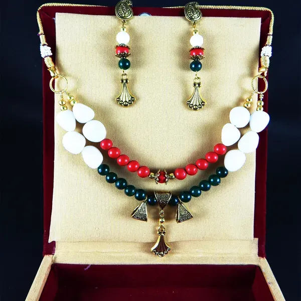 Multicolor_Gemtumble_Gemstone_Beads_Two_Lines_Necklace_For_Women