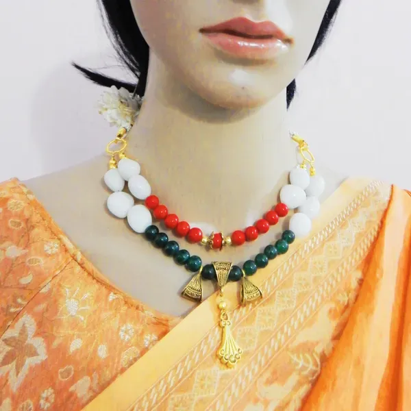 Multicolor_Gemtumble_Gemstone_Beads_Two_Lines_Necklace_For_Women