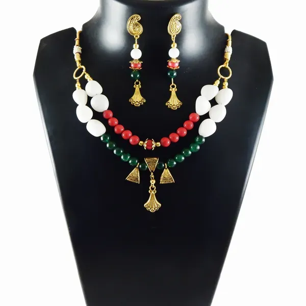 Multicolor_Gemtumble_Gemstone_Beads_Two_Lines_Necklace_For_Women