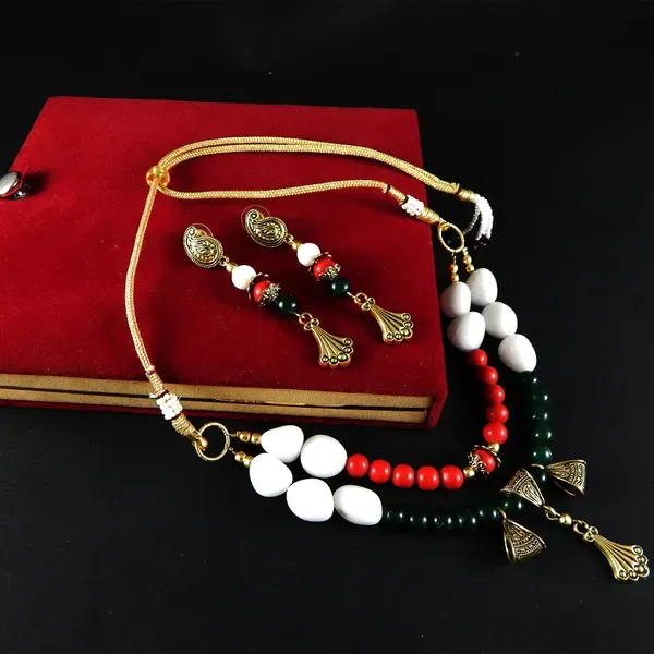 Multicolor_Gemtumble_Gemstone_Beads_Two_Lines_Necklace_For_Women