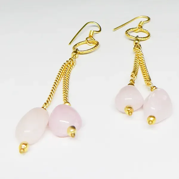 Pink_Gemstone_Rose_Quartz_Tumble_Earrings_For_Women