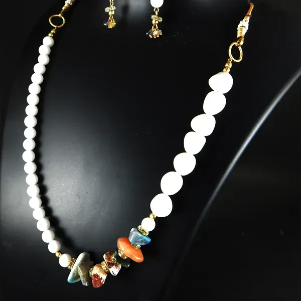 White_Gemstone_King_Beads_Agate_Tumble_Necklace_For_Women