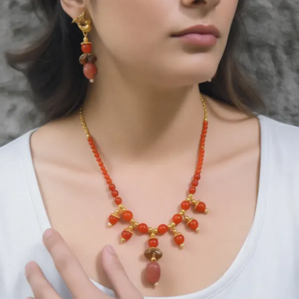 Orange_Gemstone_Carnelian_Beads_Sacral_Chakra_Choker_Necklace_For_Women