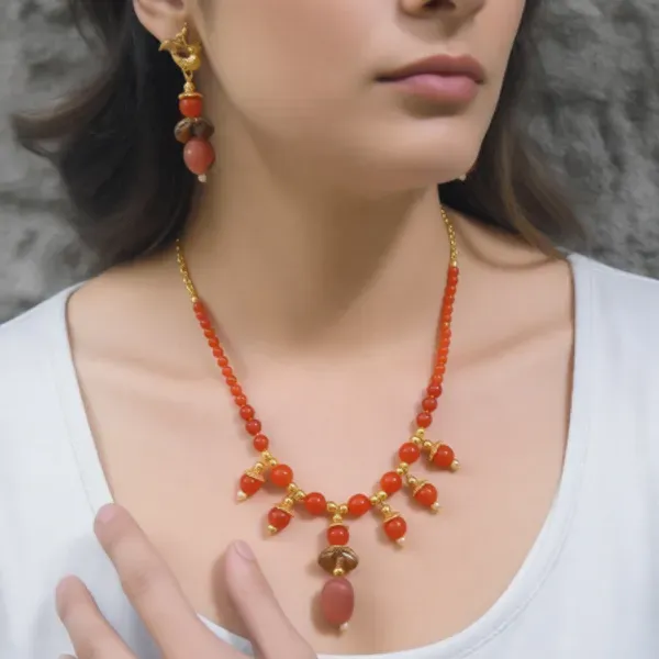 Orange_Gemstone_Carnelian_Beads_Sacral_Chakra_Choker_Necklace_For_Women