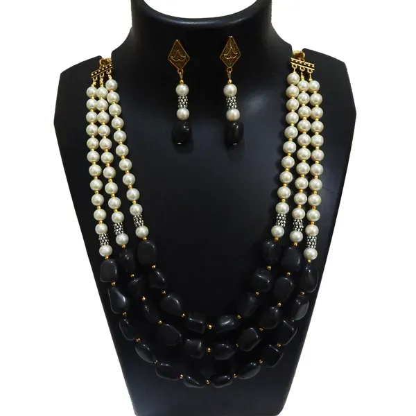 Black_Gemstone_Agate_Synthetic_Pearl_Necklace_For_Women