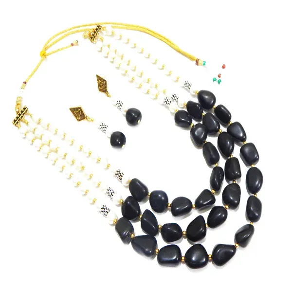 Black_Gemstone_Agate_Synthetic_Pearl_Necklace_For_Women
