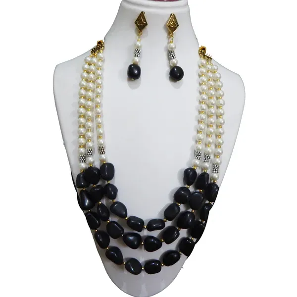 Black_Gemstone_Agate_Synthetic_Pearl_Necklace_For_Women