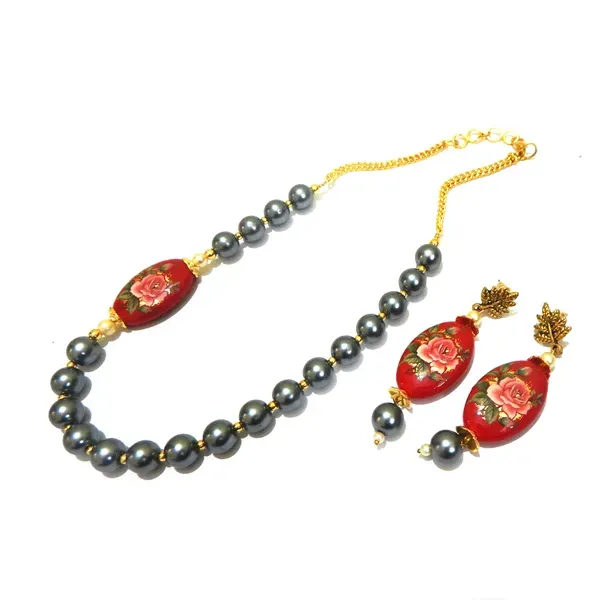 Gray_Printed_Glass_Beads_Synthetic_Pearl_Jewelry_For_Women