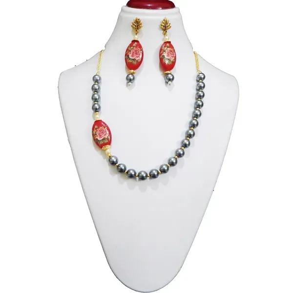 Gray_Printed_Glass_Beads_Synthetic_Pearl_Jewelry_For_Women