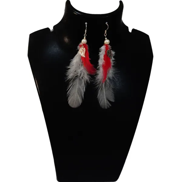 Off_White_Red_Feathers_Hanging_Hook_Earrings_For_Women