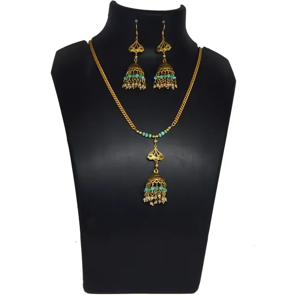 Gold_Monalisa_Small_Stone_Beaded_Metal_Jhumka_Pendant_Necklace_For_Women
