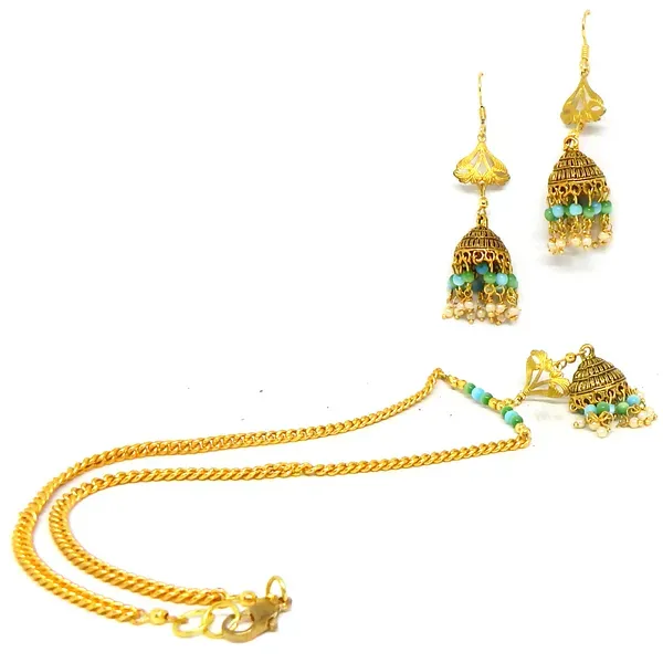 Gold_Monalisa_Small_Stone_Beaded_Metal_Jhumka_Pendant_Necklace_For_Women