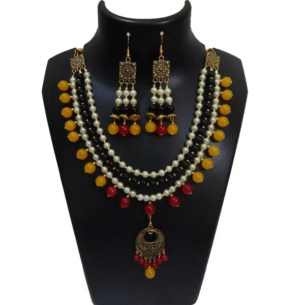 Multicolor_Synthetic_Pearl_Glass_Beads_Necklace_For_Women