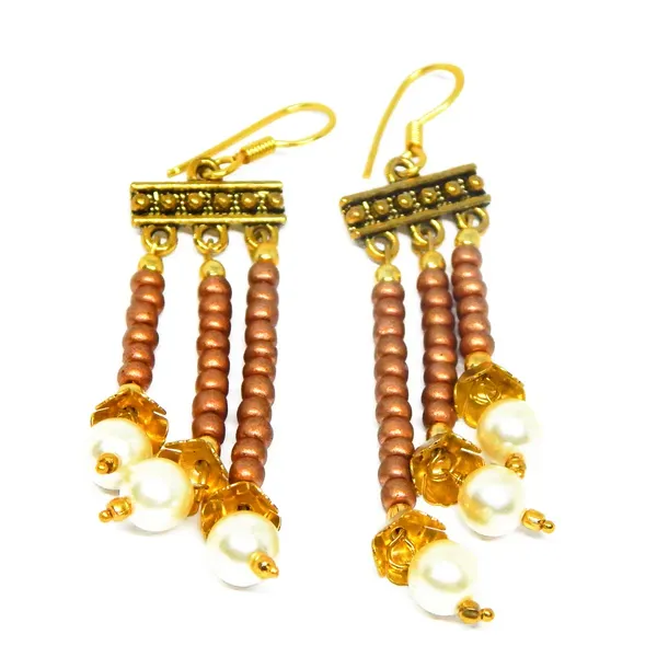 Copper_Color_Glass_Seed_Beaded_With_Pearl_Earrings_For_Women